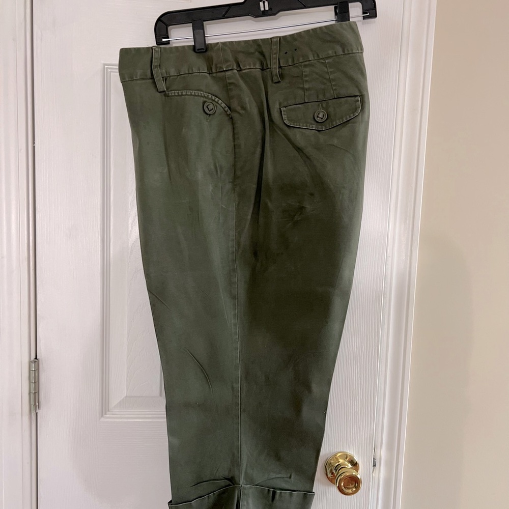 (S11) Lane Bryant Venezia Olive Green Bermuda Cropped Shorts